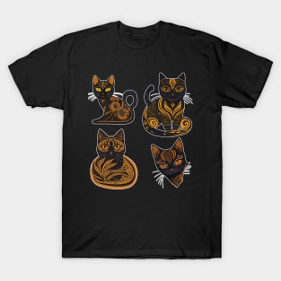 4 Egyptian abstract Cat art design T-Shirt